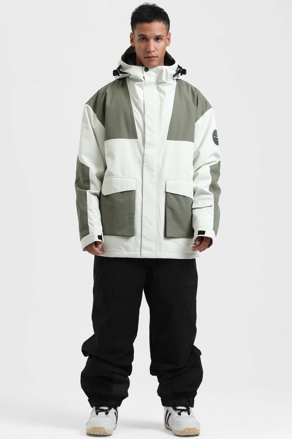 Men's Rust & Navy Abrasion-Resistant Waterproof Ski Jacket Insulated Softshell Snow Jacket