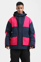 Men's White & Sage Green Abrasion-Resistant Waterproof Ski Jacket Insulated Softshell Snow Jacket