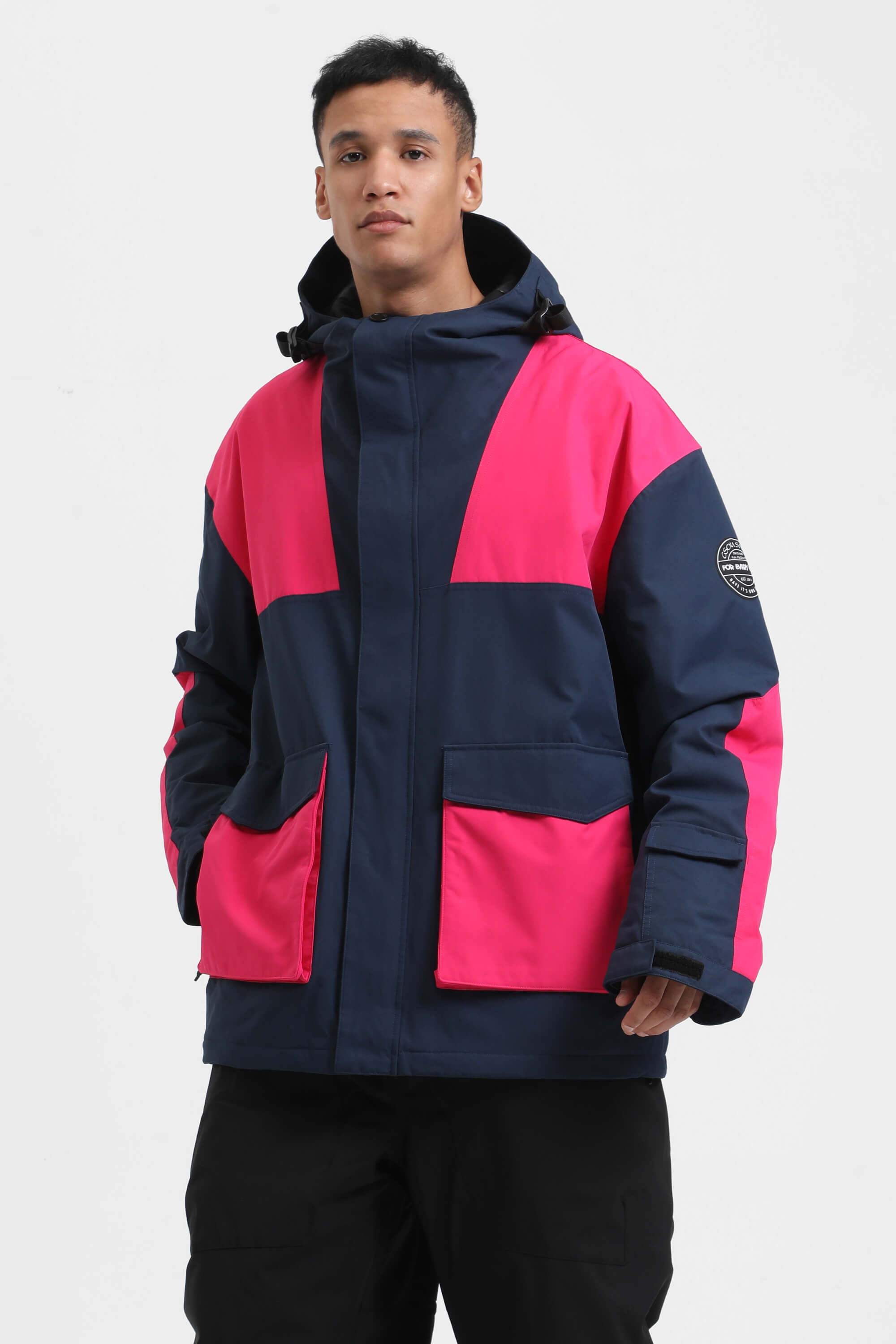 Men's Mint & Black Abrasion-Resistant Waterproof Ski Jacket Insulated Softshell Snow Jacket
