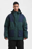 Men's Dark Green & Navy Abrasion-Resistant Waterproof Ski Jacket Insulated Softshell Snow Jacket