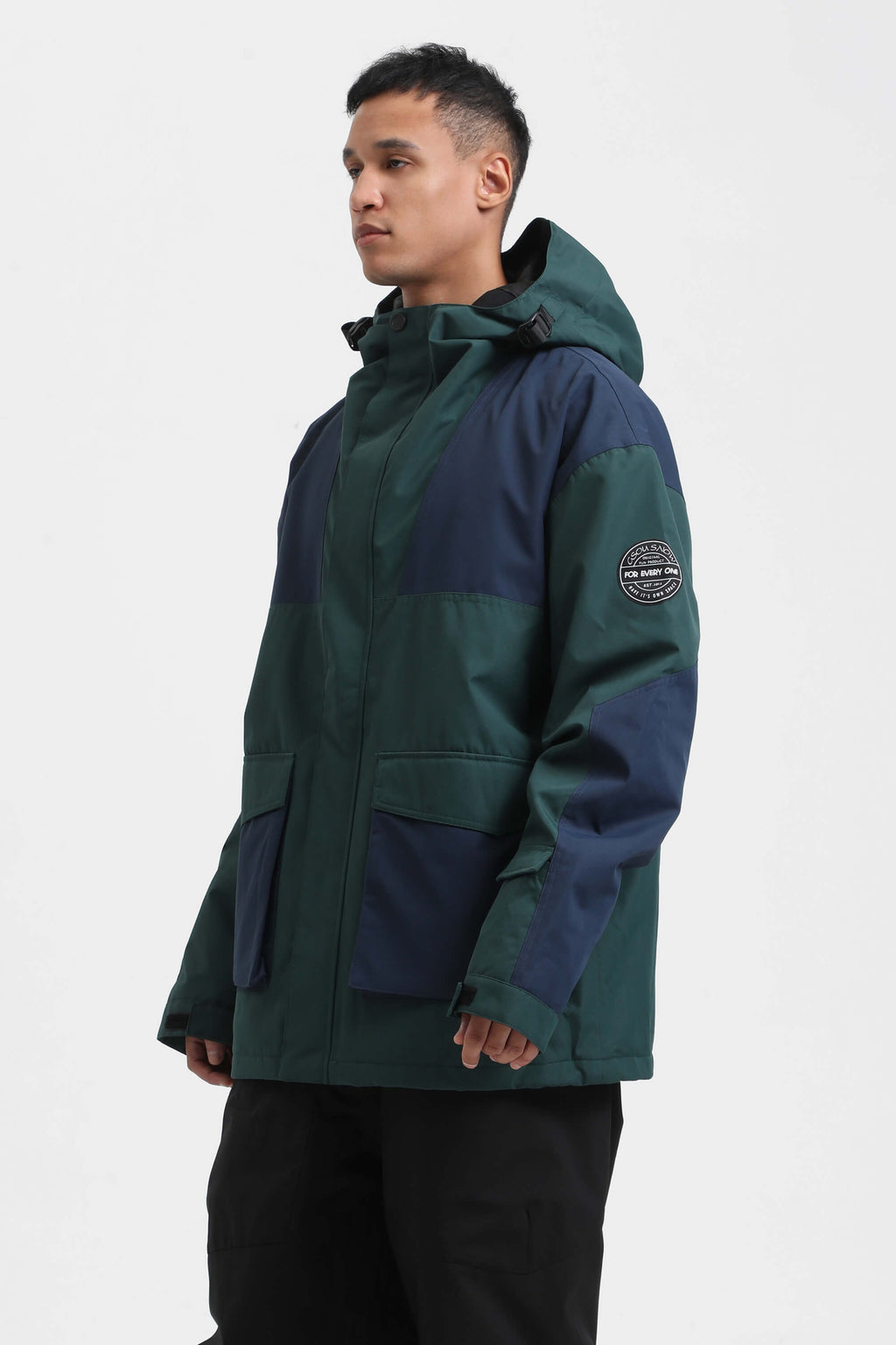 Men's Mint & Black Abrasion-Resistant Waterproof Ski Jacket Insulated Softshell Snow Jacket