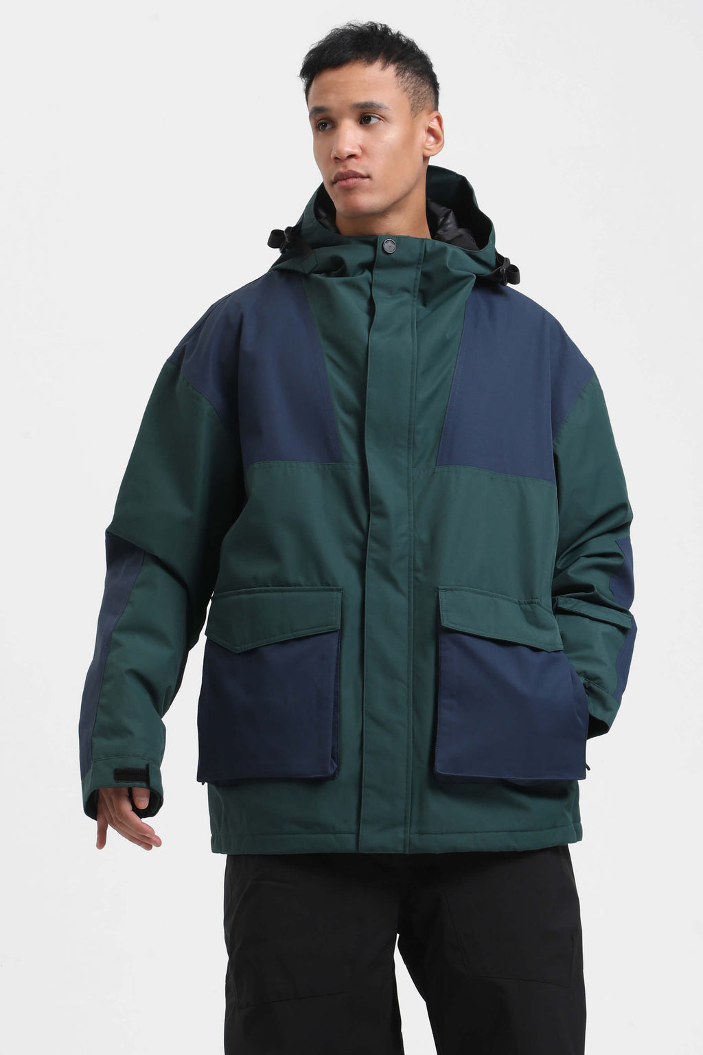 Men's White & Black Abrasion-Resistant Waterproof Ski Jacket Insulated Softshell Snow Jacket