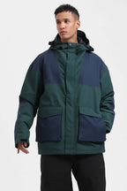 Men's Navy & Fuchsia Abrasion-Resistant Waterproof Ski Jacket Insulated Softshell Snow Jacket