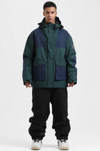 Men's Black Abrasion-Resistant Waterproof Ski Jacket Insulated Softshell Snow Jacket