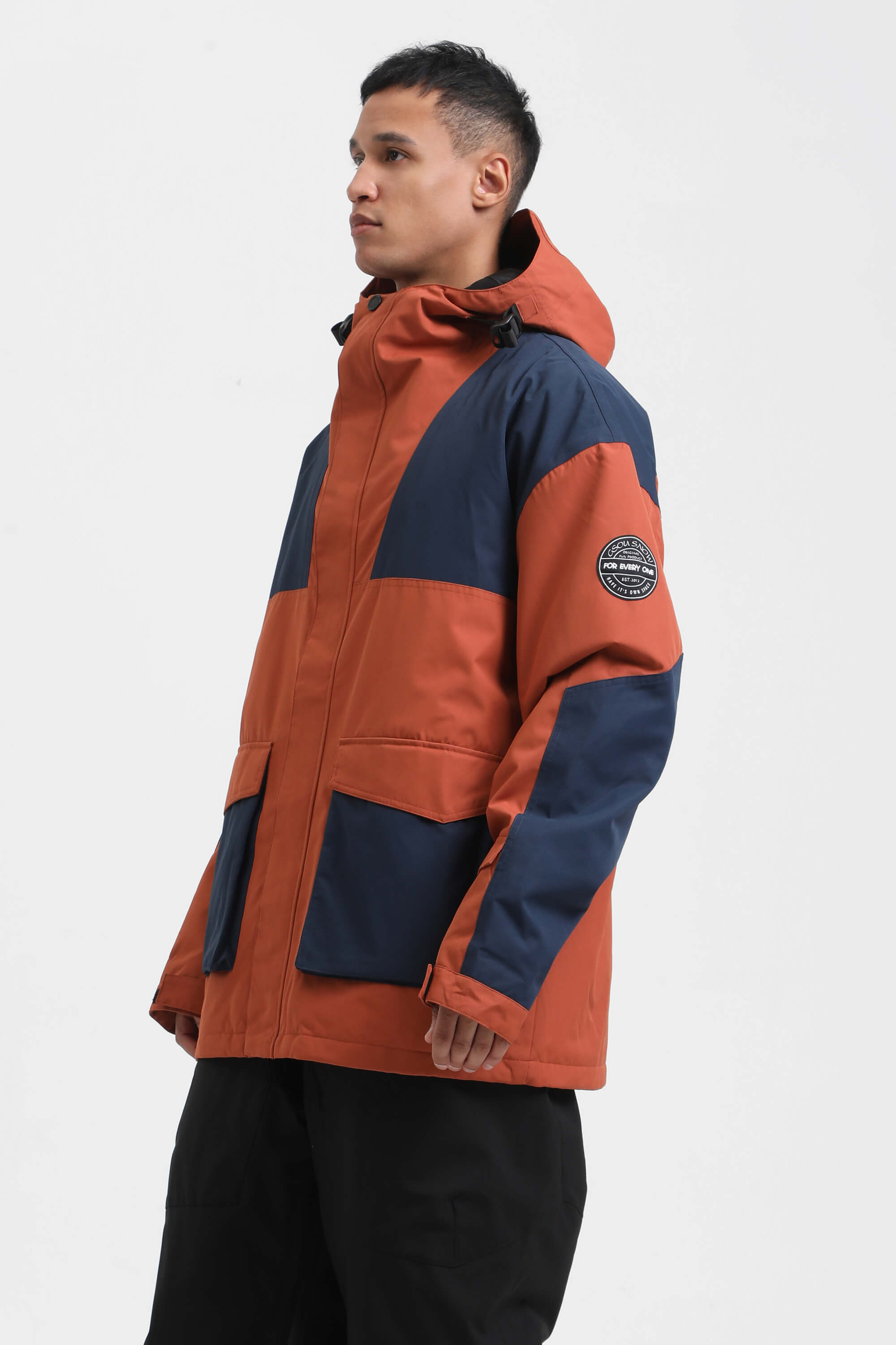 Men's Mint & Black Abrasion-Resistant Waterproof Ski Jacket Insulated Softshell Snow Jacket