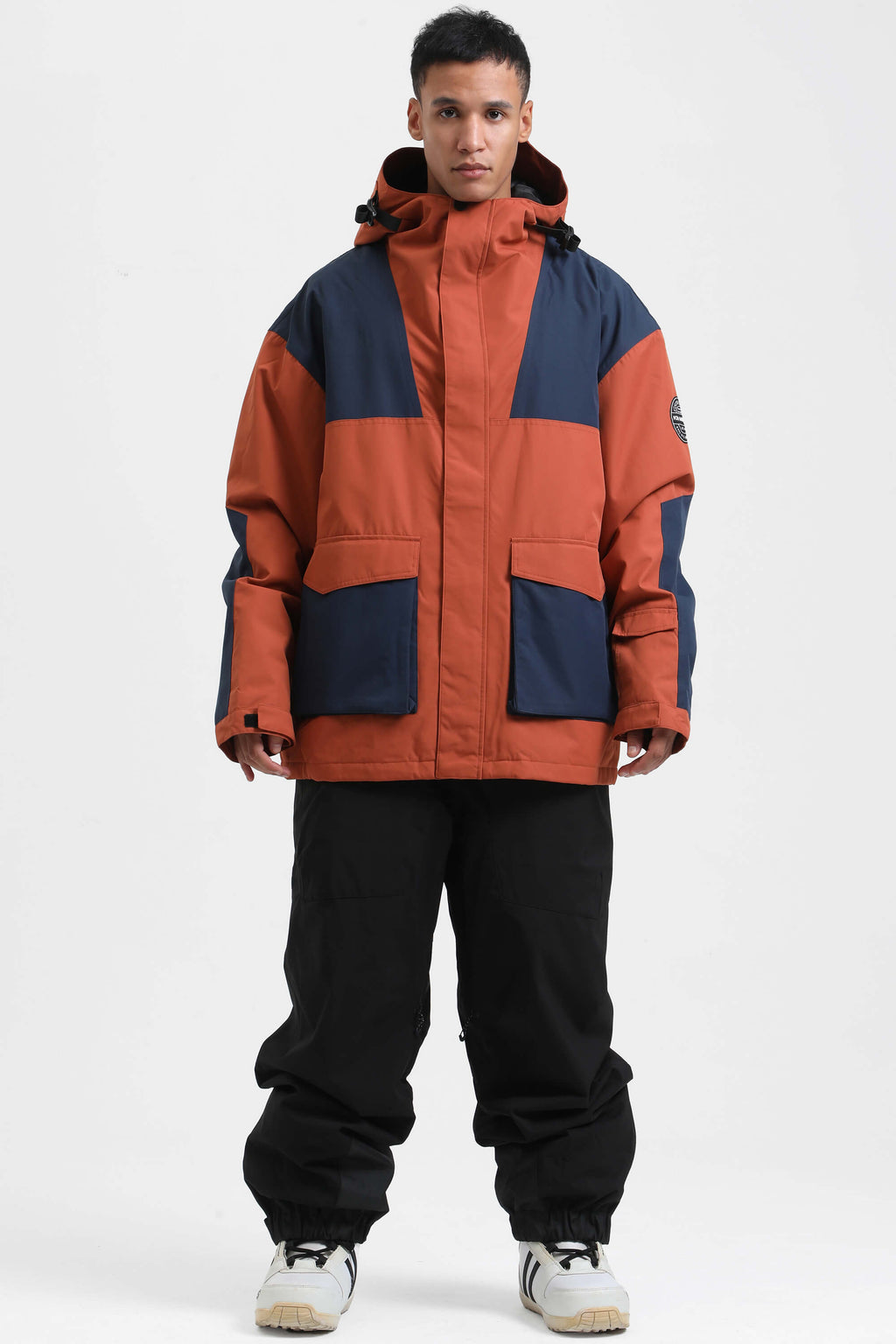 Men's White & Sage Green Abrasion-Resistant Waterproof Ski Jacket Insulated Softshell Snow Jacket