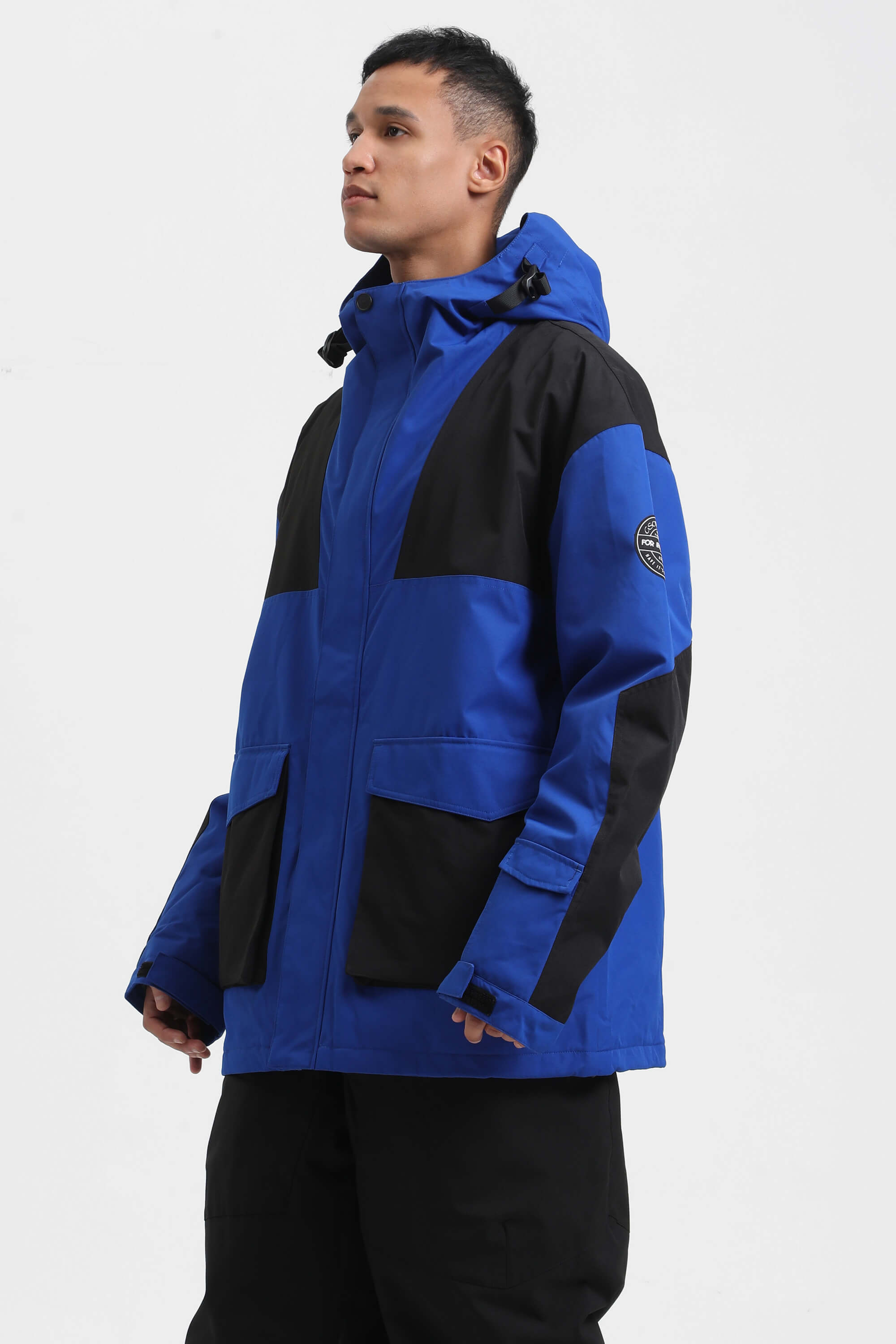 Men's Navy & Fuchsia Abrasion-Resistant Waterproof Ski Jacket Insulated Softshell Snow Jacket