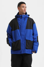 Men's Rust & Navy Abrasion-Resistant Waterproof Ski Jacket Insulated Softshell Snow Jacket