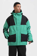 Men's Navy & Fuchsia Abrasion-Resistant Waterproof Ski Jacket Insulated Softshell Snow Jacket