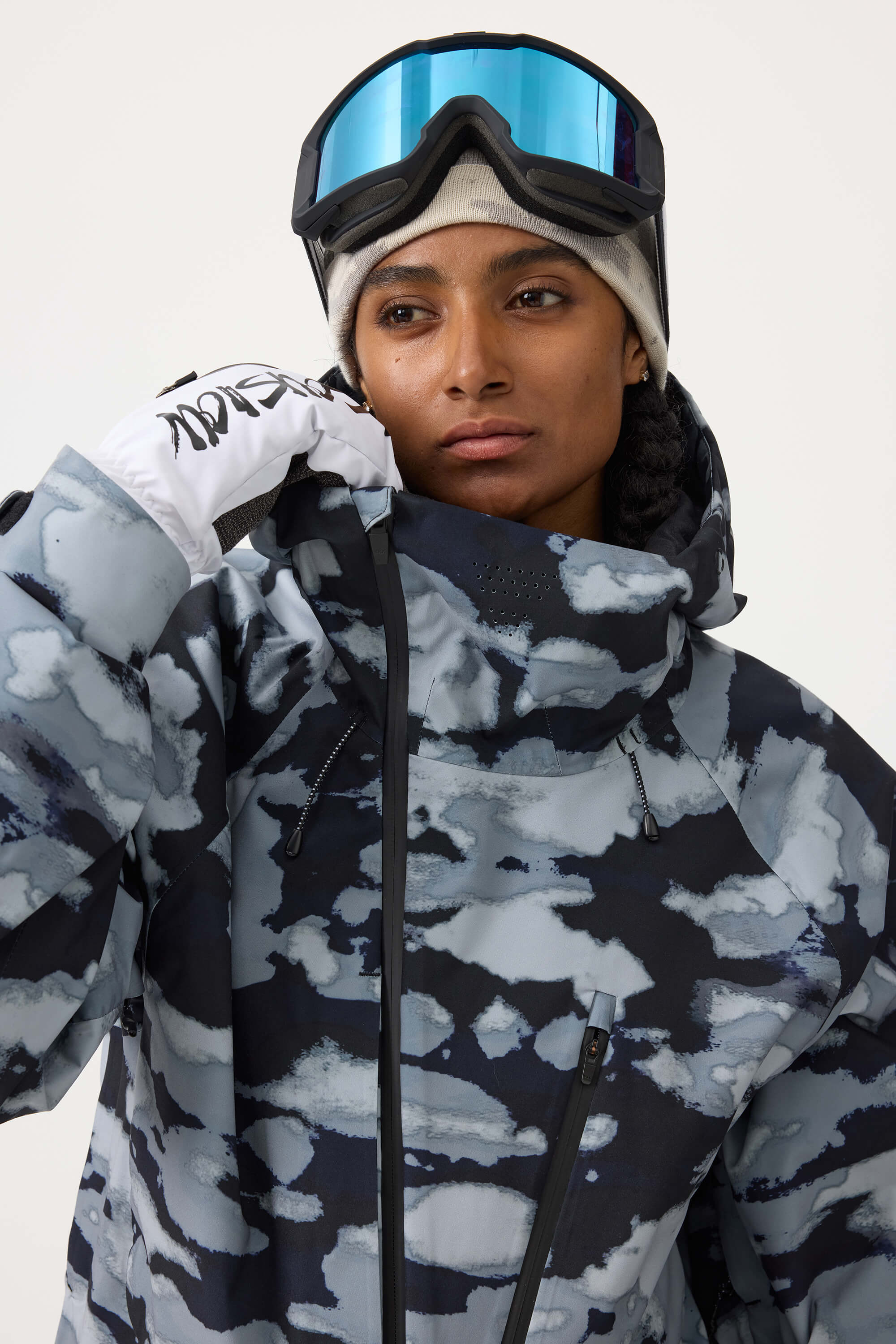 Women's Camouflage Multi-Pocket Face-Vented Ski Jacket Fully Waterproof Snow Jacket