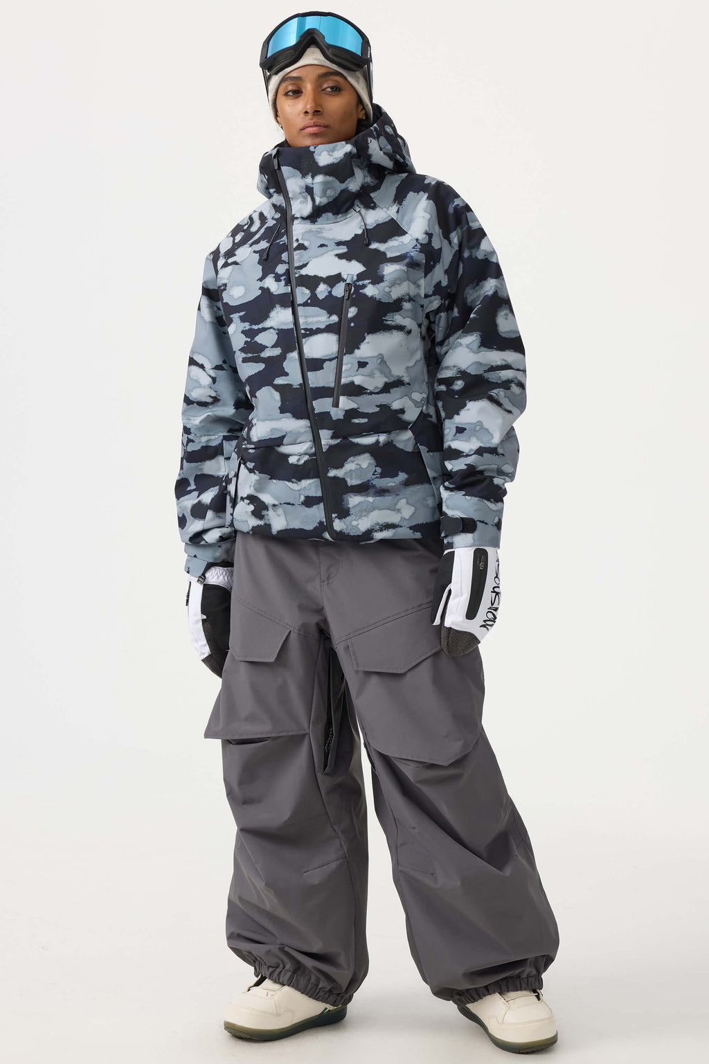 Women's Camouflage Multi-Pocket Face-Vented Ski Jacket Fully Waterproof Snow Jacket