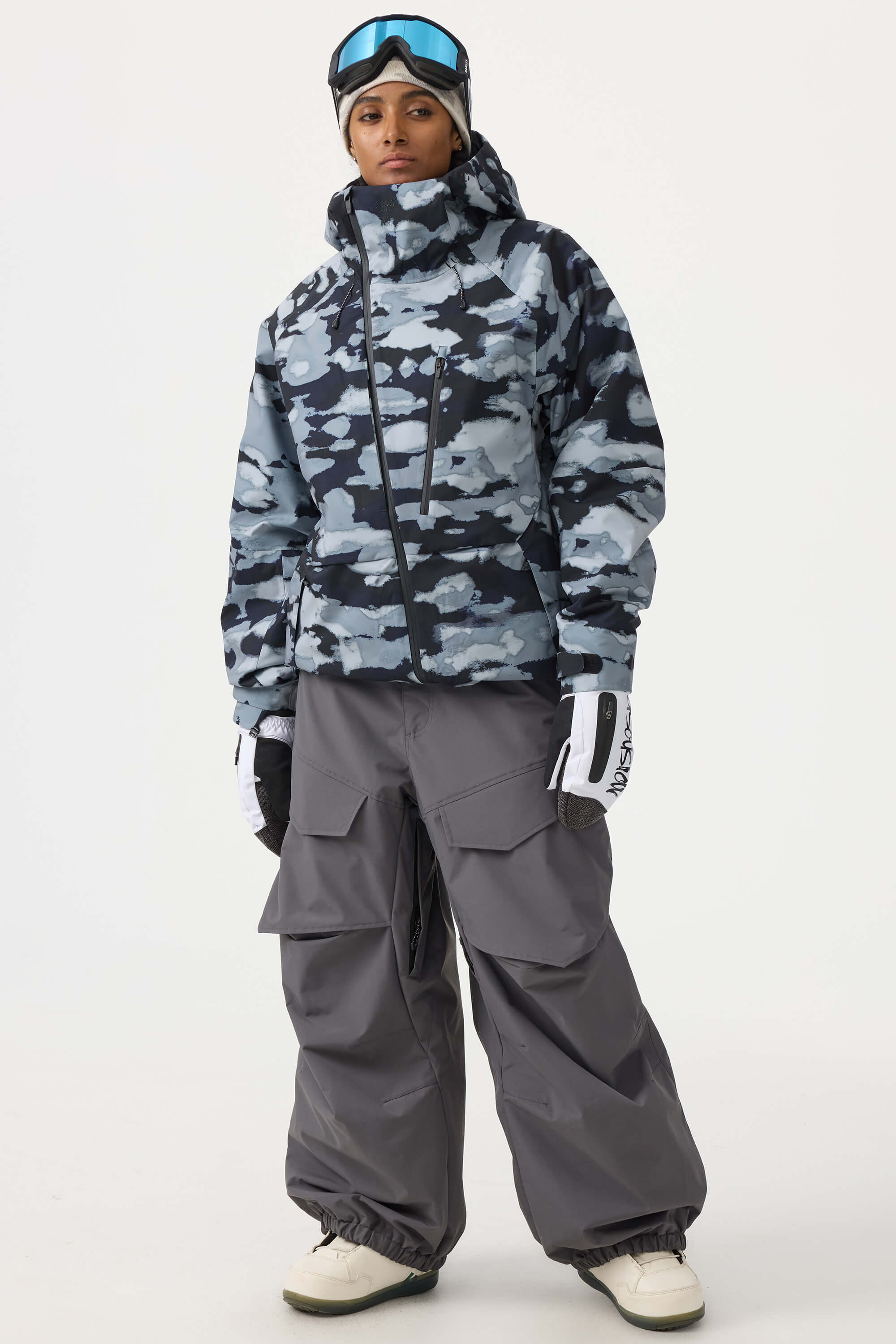 Women's Camouflage Multi-Pocket Face-Vented Ski Jacket Fully Waterproof Snow Jacket