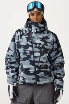 Women's Black Multi-Pocket Face-Vented Ski Jacket Fully Waterproof Snow Jacket