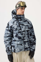 Men's Off White Multi-Pocket Face-Vented Ski Jacket Fully Waterproof Snow Jacket
