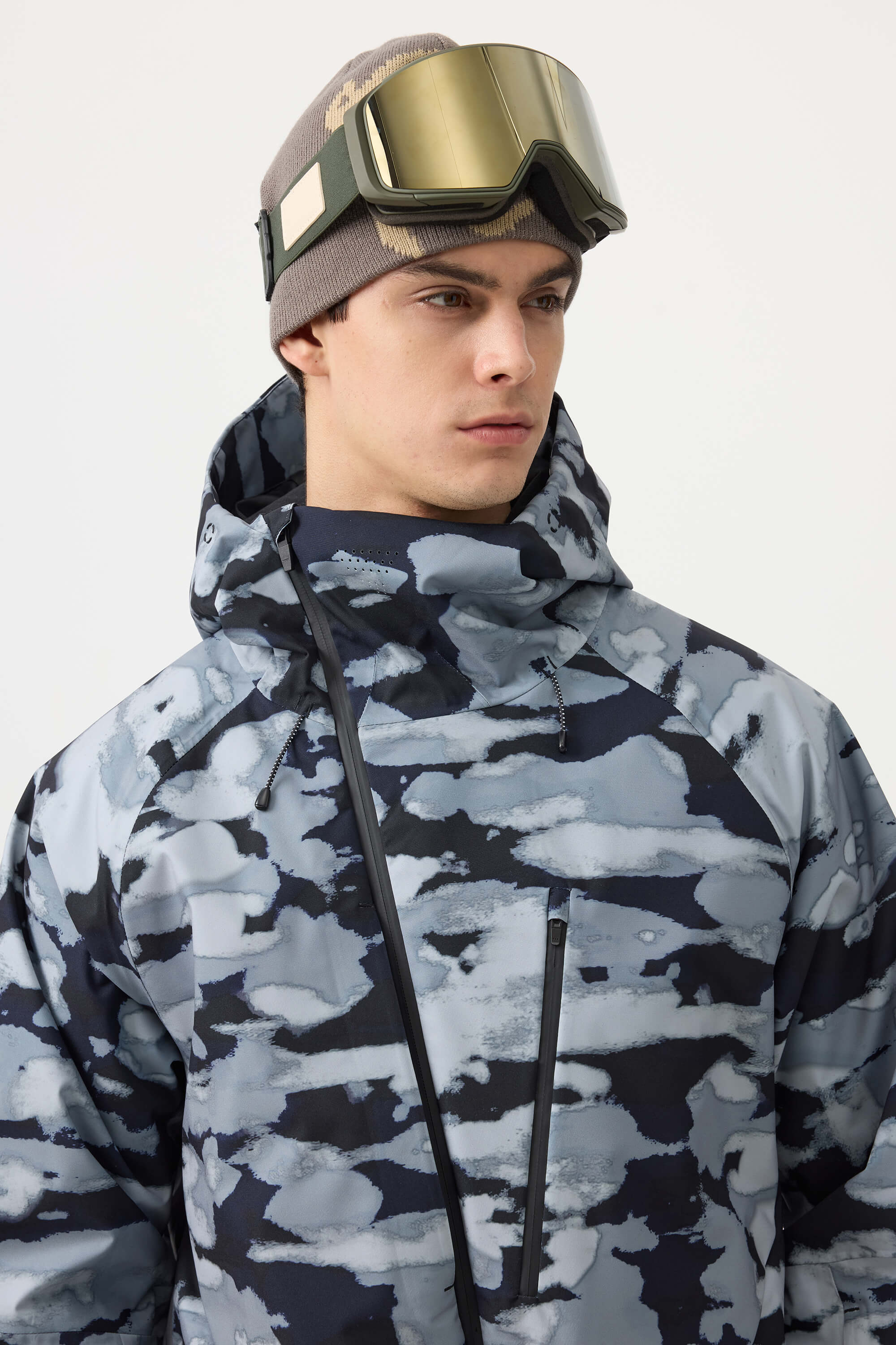 Men's Lavender Multi-Pocket Face-Vented Ski Jacket Fully Waterproof Snow Jacket