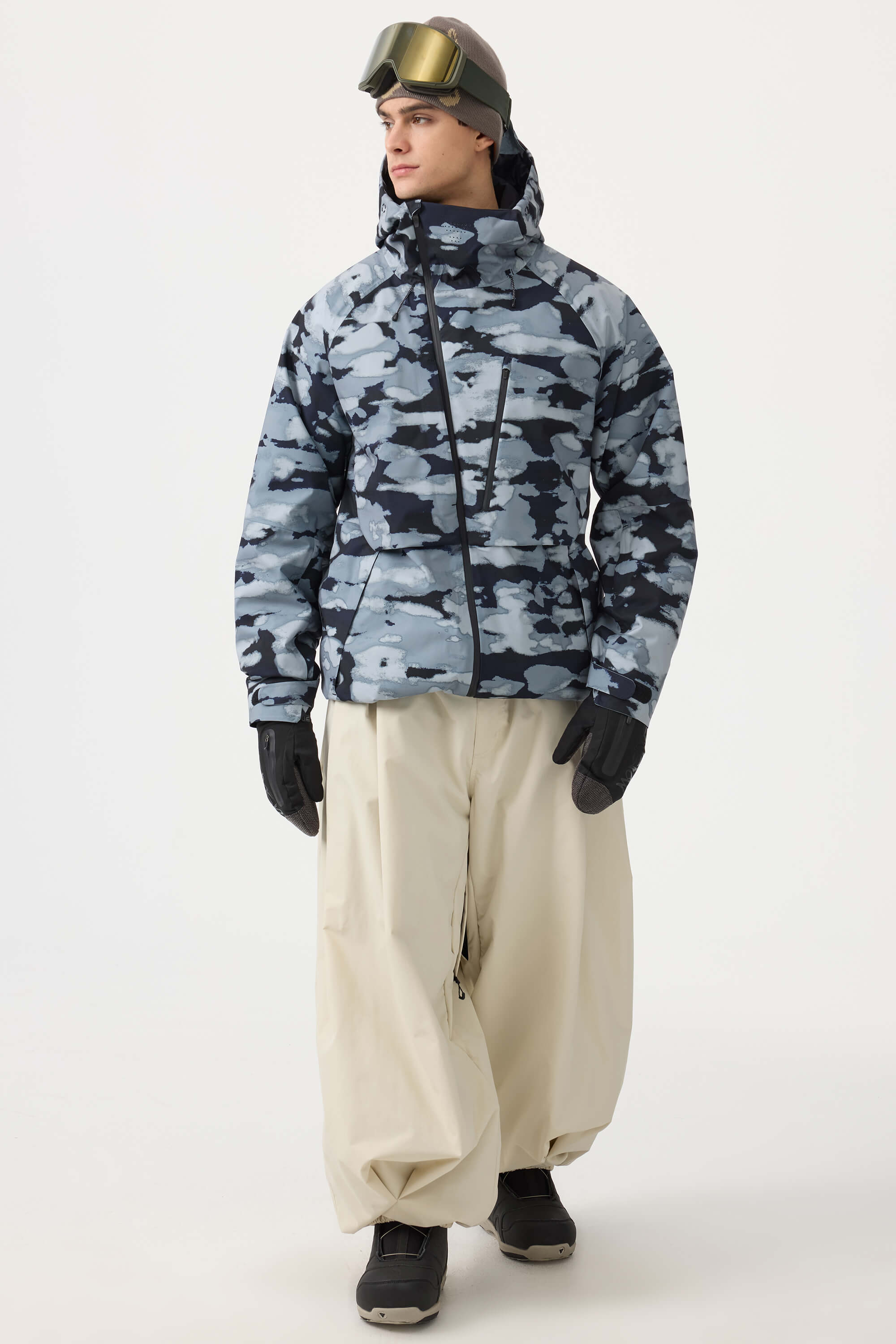 Men's Lavender Multi-Pocket Face-Vented Ski Jacket Fully Waterproof Snow Jacket