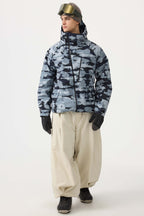 Men's Camouflage Multi-Pocket Face-Vented Ski Jacket Fully Waterproof Snow Jacket