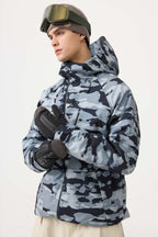 Men's Black Multi-Pocket Face-Vented Ski Jacket Fully Waterproof Snow Jacket