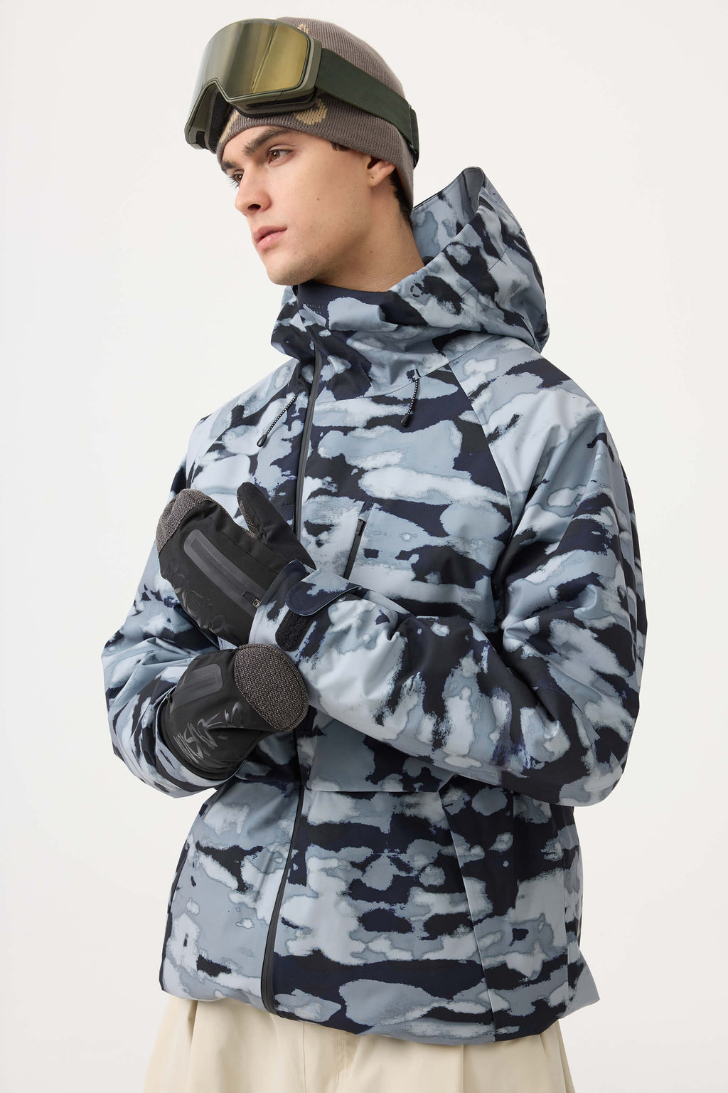 Men's Lavender Multi-Pocket Face-Vented Ski Jacket Fully Waterproof Snow Jacket