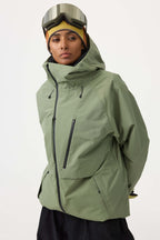 Women's Black Multi-Pocket Face-Vented Ski Jacket Fully Waterproof Snow Jacket