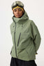 Women's Army Green Multi-Pocket Face-Vented Ski Jacket Fully Waterproof Snow Jacket
