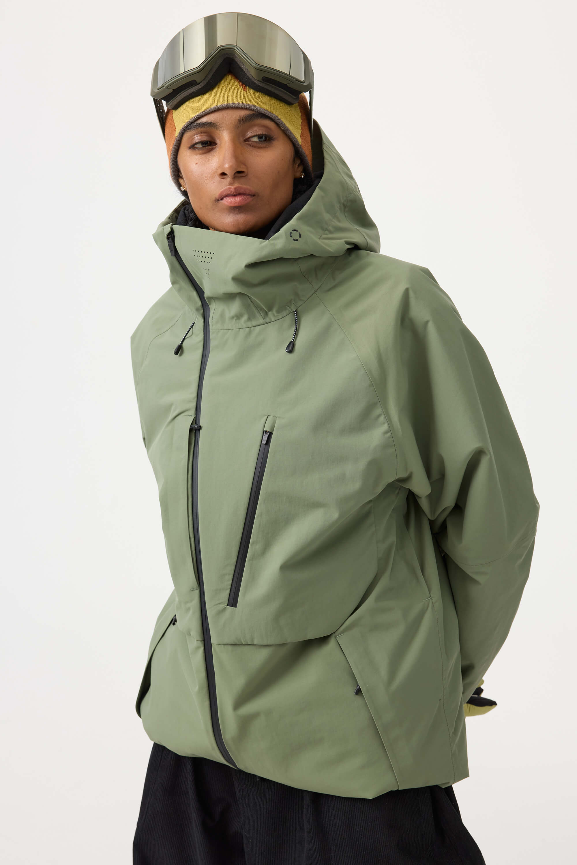 Women's White Multi-Pocket Face-Vented Ski Jacket Fully Waterproof Snow Jacket