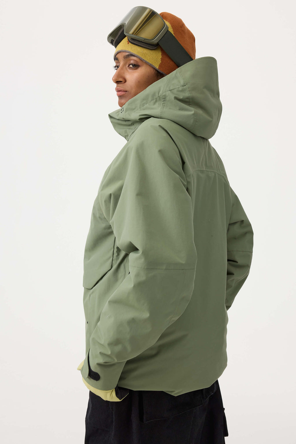 Women's Black Multi-Pocket Face-Vented Ski Jacket Fully Waterproof Snow Jacket