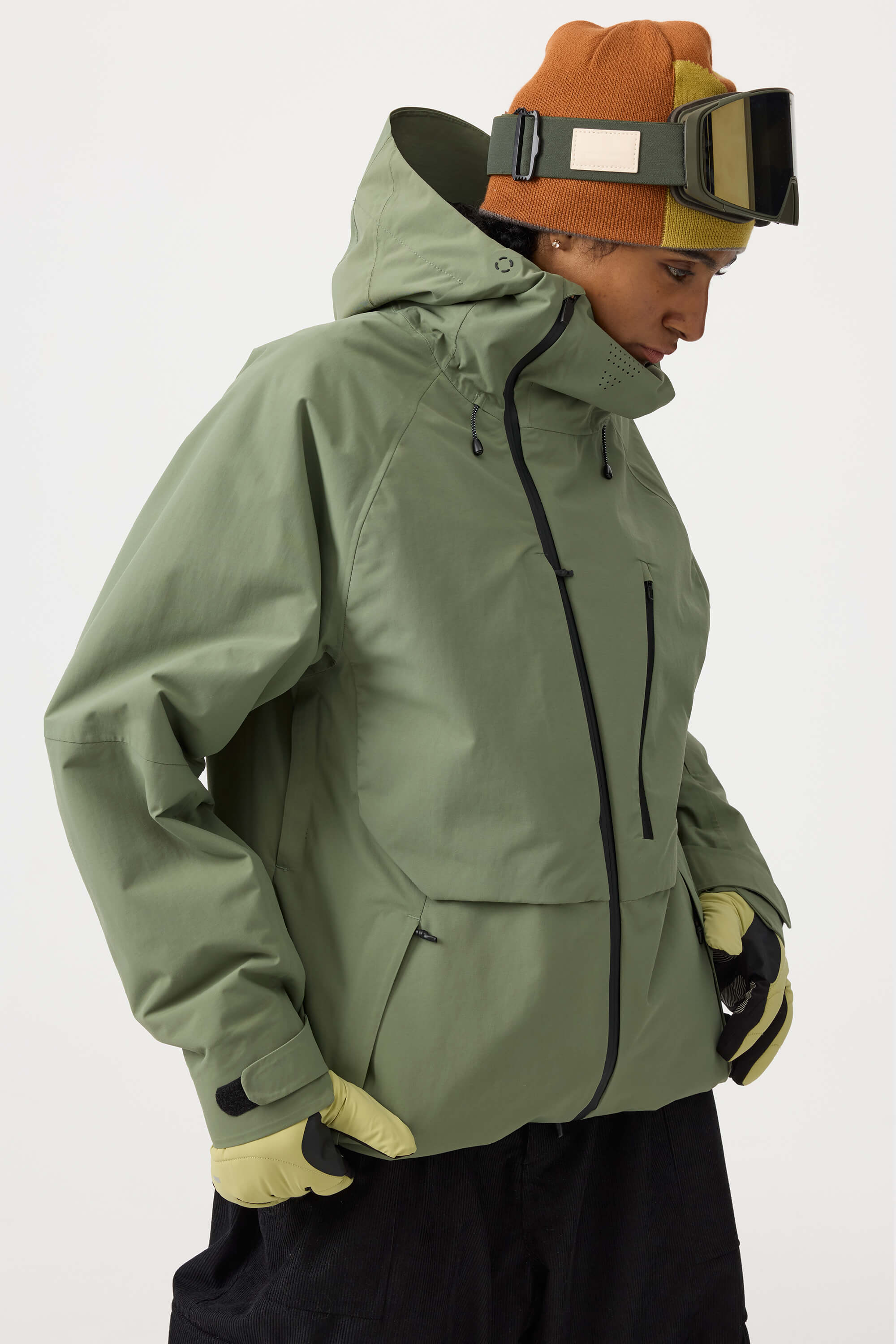 Women's Off White Multi-Pocket Face-Vented Ski Jacket Fully Waterproof Snow Jacket