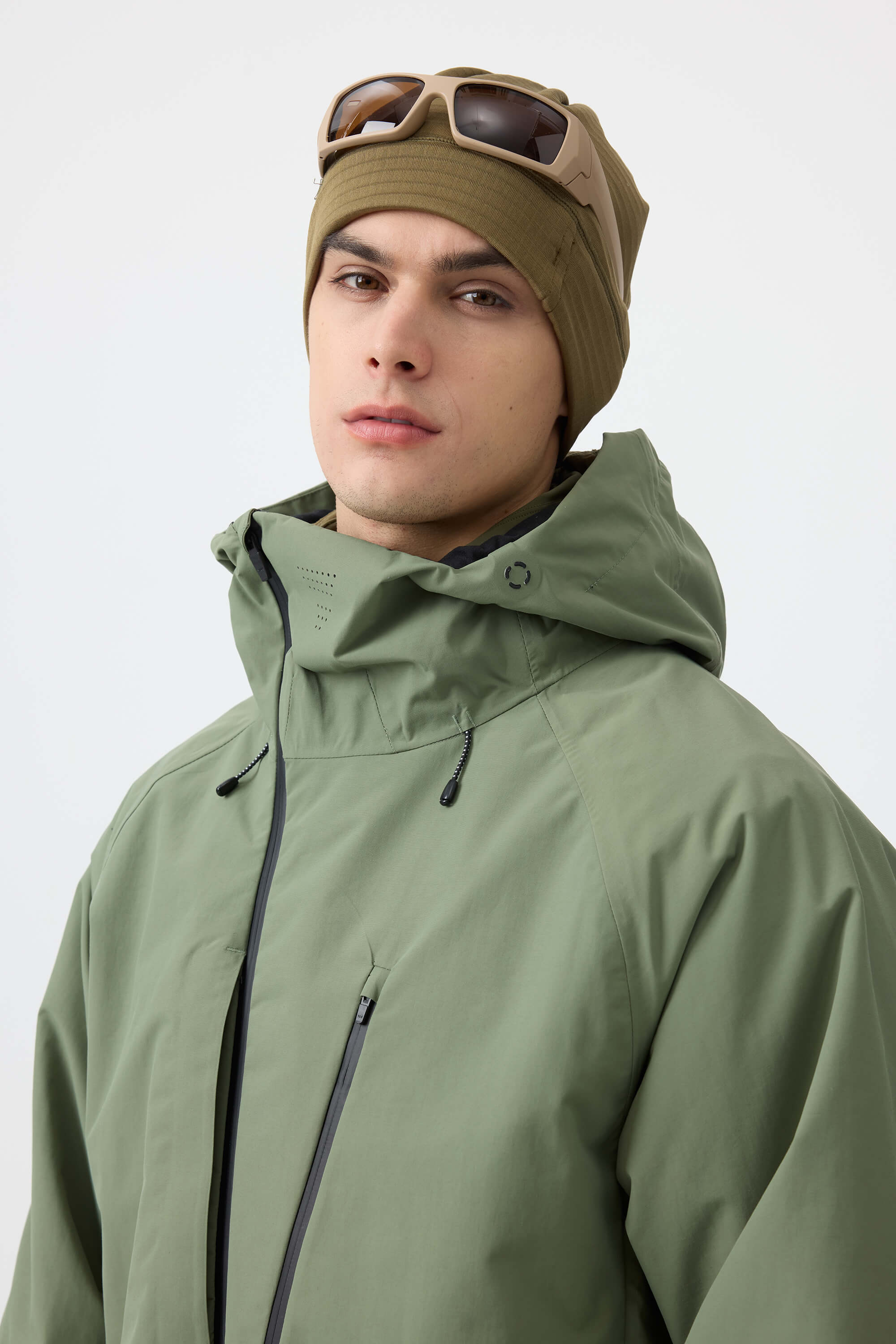 Men's Army Green Multi-Pocket Face-Vented Ski Jacket Fully Waterproof Snow Jacket Secondary image