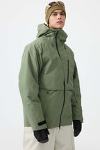 Men's Off White Multi-Pocket Face-Vented Ski Jacket Fully Waterproof Snow Jacket