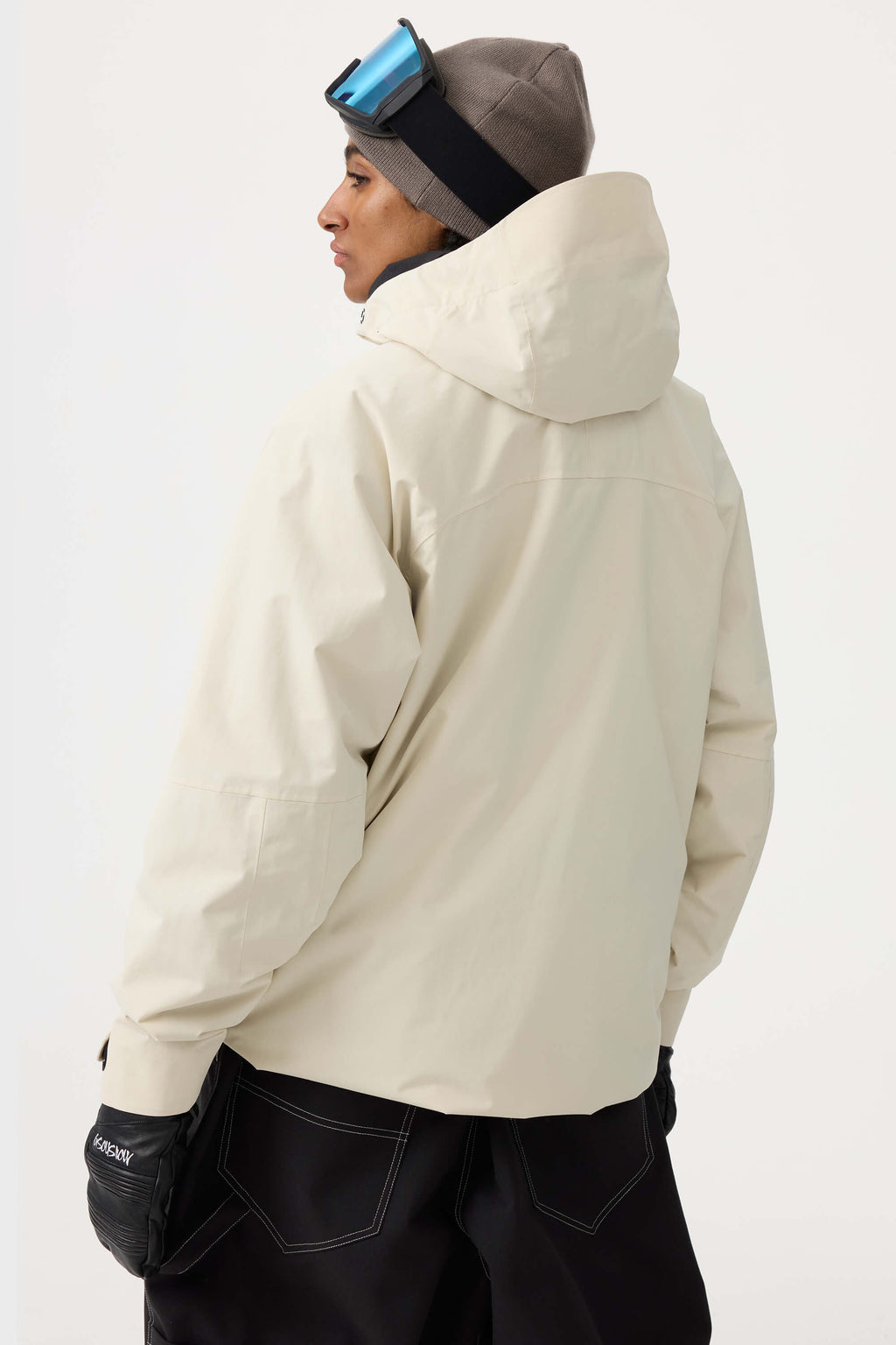 Women's Off White Multi-Pocket Face-Vented Ski Jacket Fully Waterproof Snow Jacket