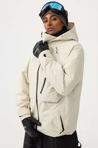 Women's Lavender Multi-Pocket Face-Vented Ski Jacket Fully Waterproof Snow Jacket