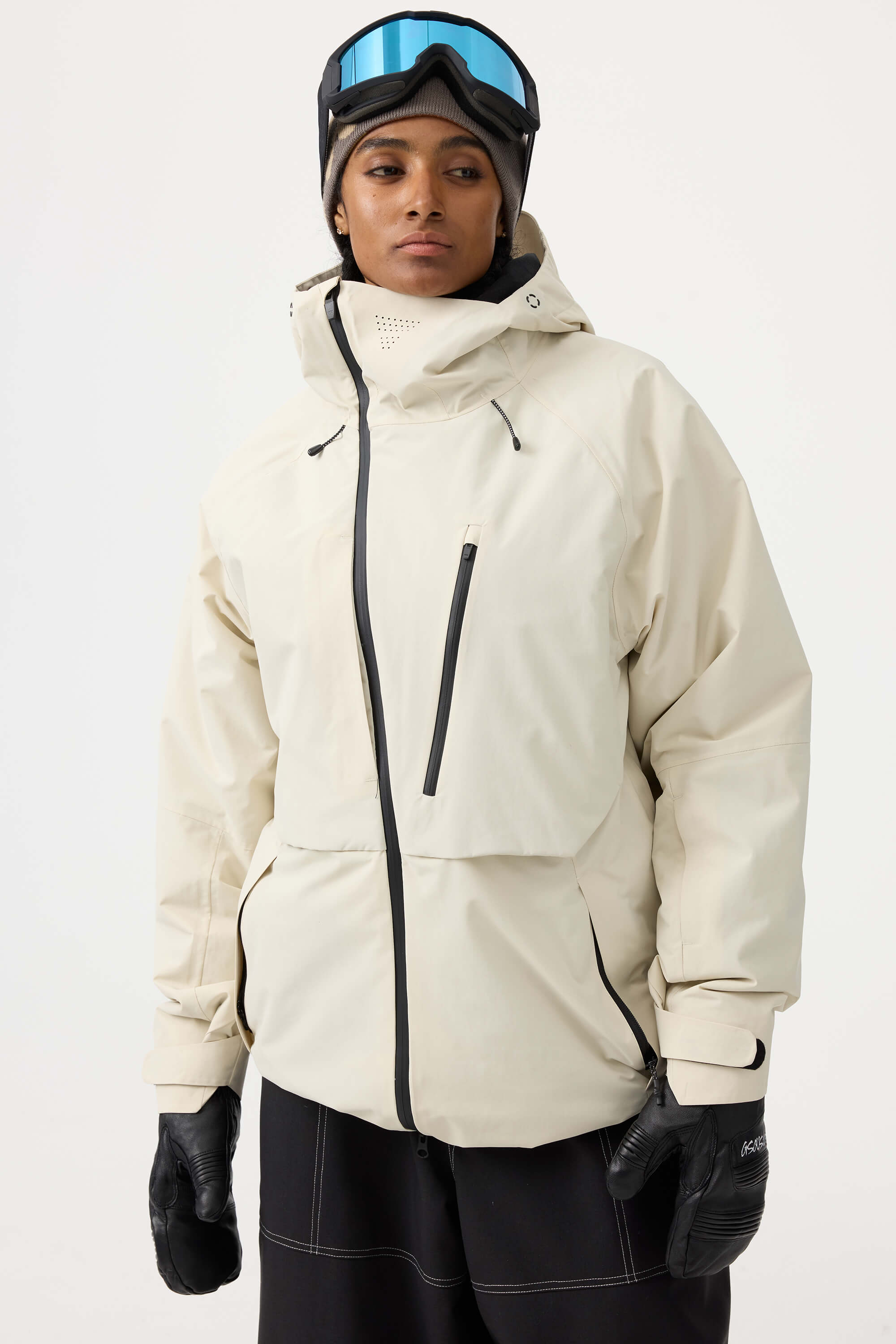 Women's Army Green Multi-Pocket Face-Vented Ski Jacket Fully Waterproof Snow Jacket