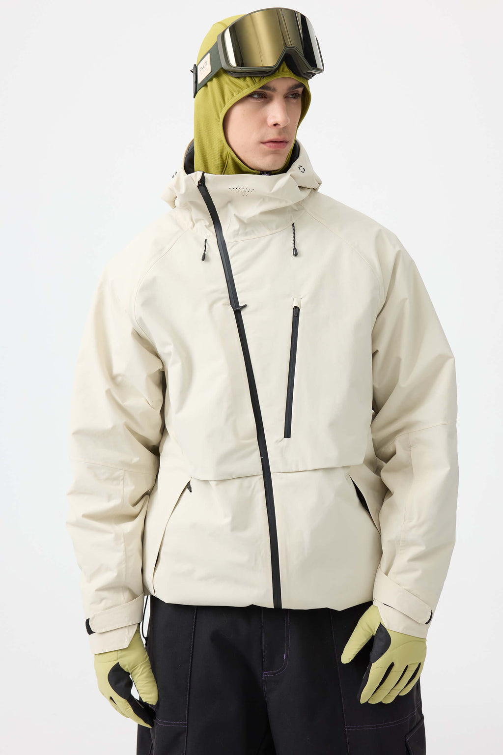 Men's Army Green Multi-Pocket Face-Vented Ski Jacket Fully Waterproof Snow Jacket