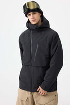 Men's Black Multi-Pocket Face-Vented Ski Jacket Fully Waterproof Snow Jacket