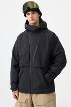 Men's Black Multi-Pocket Face-Vented Ski Jacket Fully Waterproof Snow Jacket