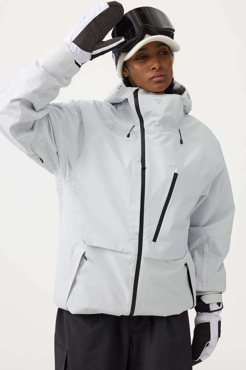 Women's Army Green Multi-Pocket Face-Vented Ski Jacket Fully Waterproof Snow Jacket
