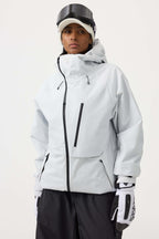 Women's Lavender Multi-Pocket Face-Vented Ski Jacket Fully Waterproof Snow Jacket