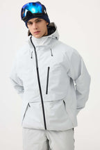 Men's Black Multi-Pocket Face-Vented Ski Jacket Fully Waterproof Snow Jacket
