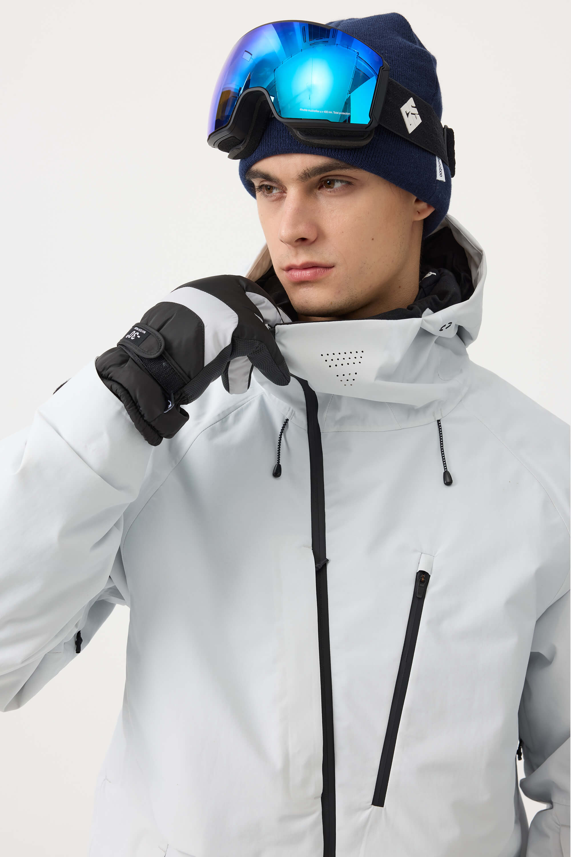 Men's White Multi-Pocket Face-Vented Ski Jacket Fully Waterproof Snow Jacket Secondary image