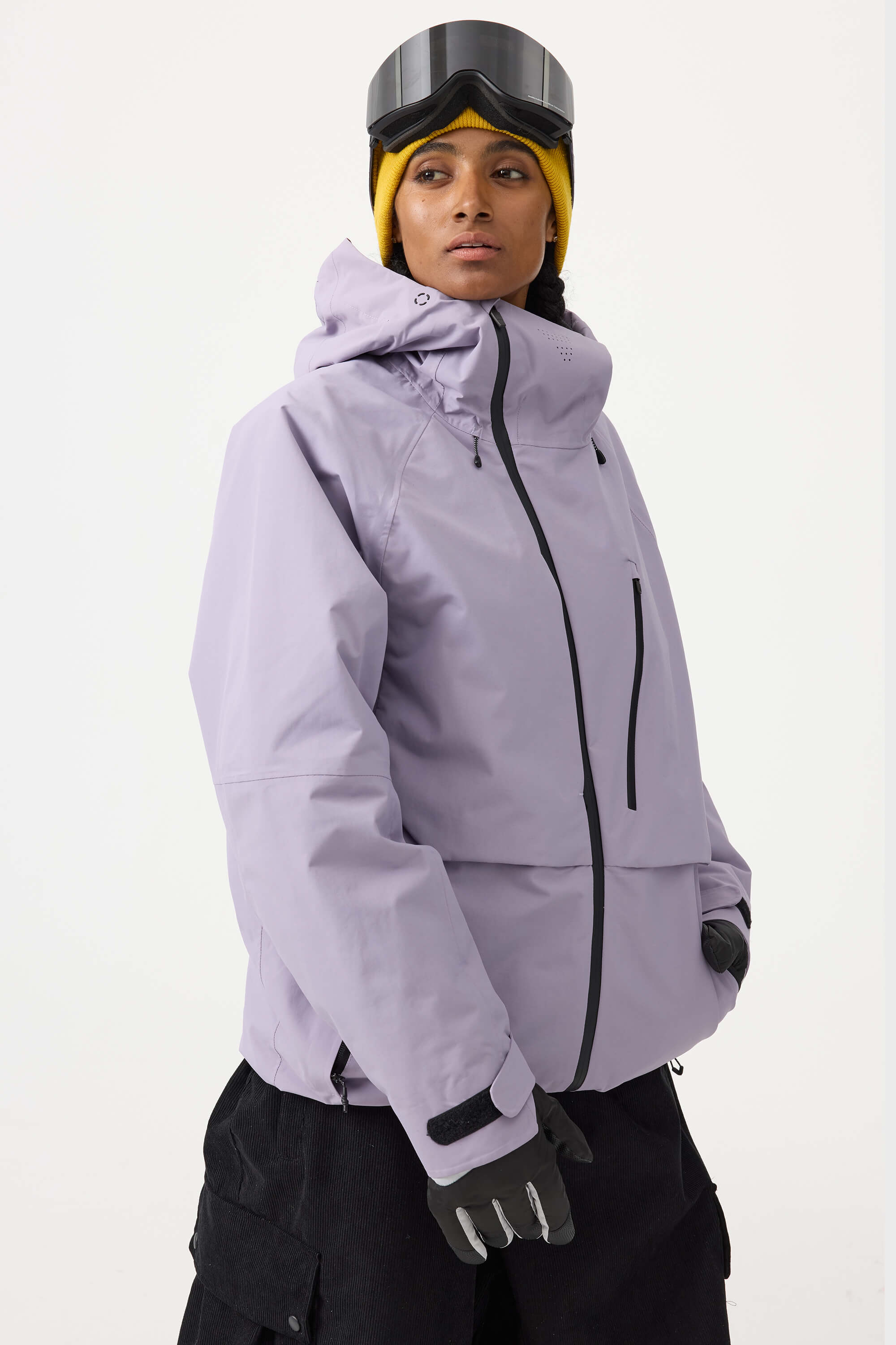 Women's Black Multi-Pocket Face-Vented Ski Jacket Fully Waterproof Snow Jacket