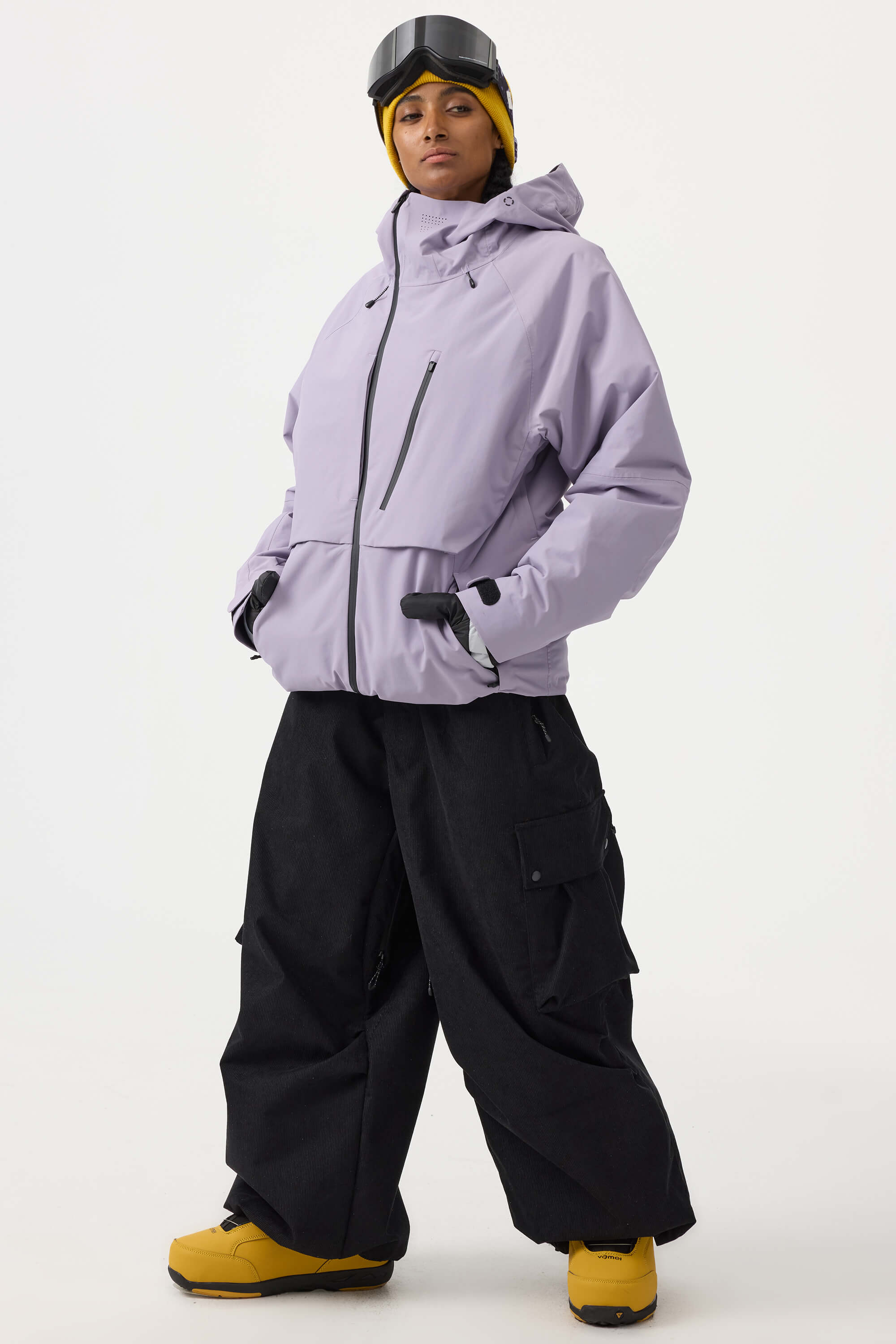 Women's Lavender Multi-Pocket Face-Vented Ski Jacket Fully Waterproof Snow Jacket