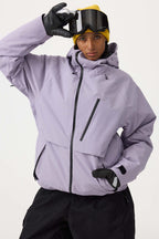 Women's Off White Multi-Pocket Face-Vented Ski Jacket Fully Waterproof Snow Jacket