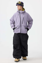 Men's Lavender Multi-Pocket Face-Vented Ski Jacket Fully Waterproof Snow Jacket