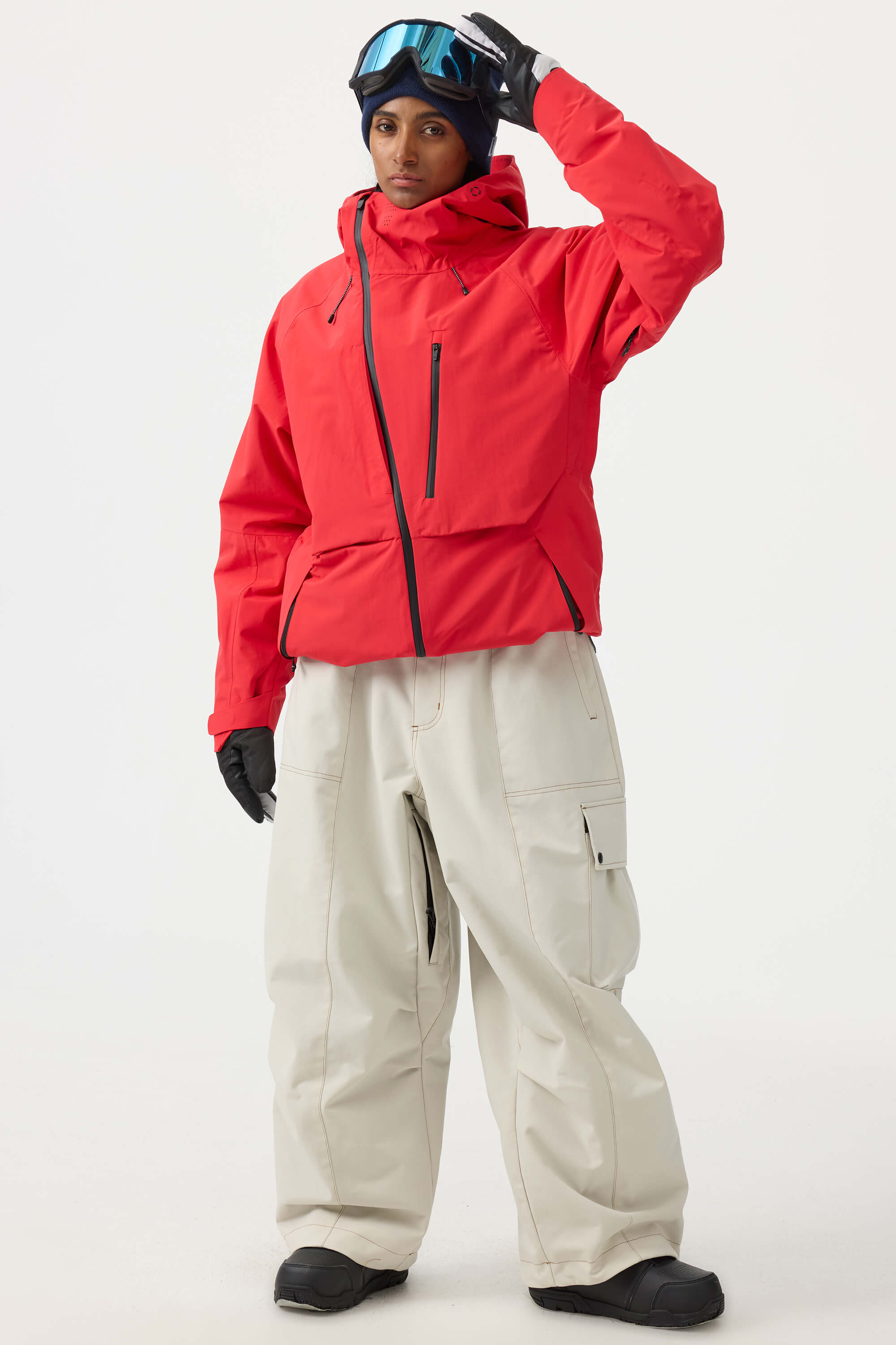 Women's Army Green Multi-Pocket Face-Vented Ski Jacket Fully Waterproof Snow Jacket