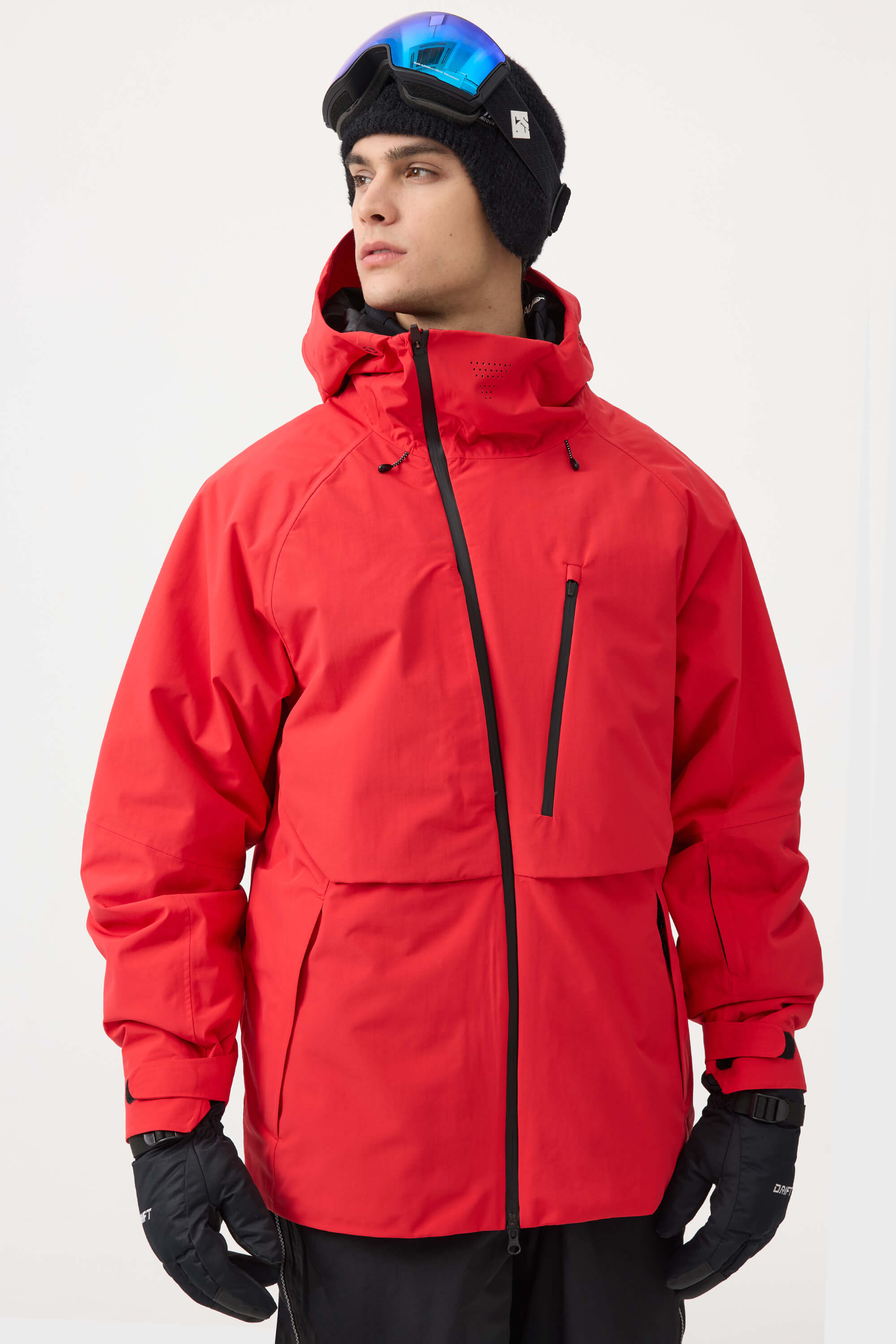 Men's Black Multi-Pocket Face-Vented Ski Jacket Fully Waterproof Snow Jacket