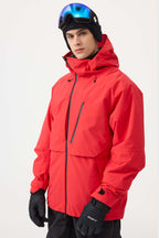 Men's Off White Multi-Pocket Face-Vented Ski Jacket Fully Waterproof Snow Jacket