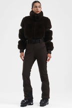 Magenta Elegant Faux-Fur One-Piece Ski Suit Snowboard Suit