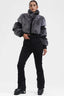 Grey Elegant Faux-Fur One-Piece Ski Suit Snowboard Suit