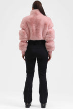 White Elegant Faux-Fur One-Piece Ski Suit Snowboard Suit